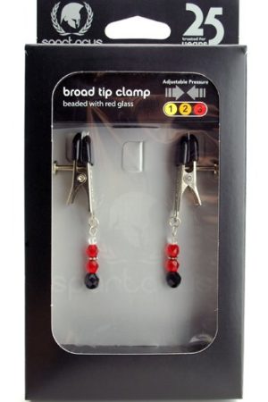 BROAD TIP CLAMP W/RED BEADS