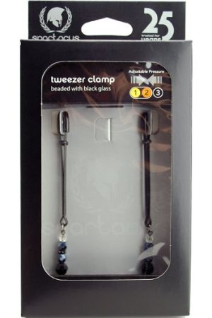 BLACK TWEEZER CLAMP BLACK W/BEADS