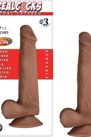 Real Cocks Dual Layered #3 Brown 7 1/2 "
