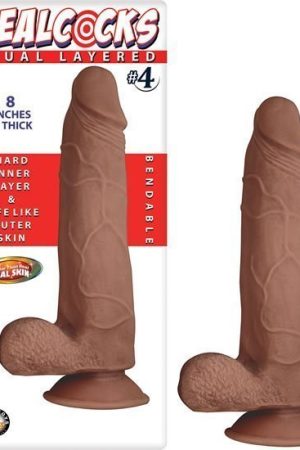 Real Cocks Dual Layered #4 Brown 8 "