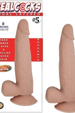 Real Cocks Dual Layered #5 Flesh Thin Tip 8 "