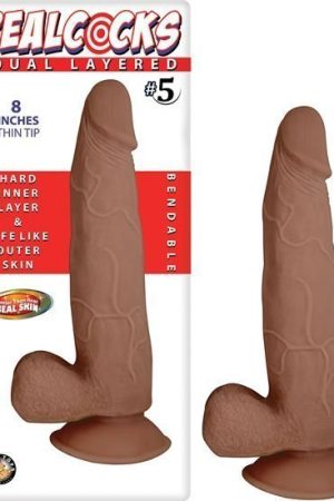Real Cocks Dual Layered #5 Brown Thin Tip 8 "