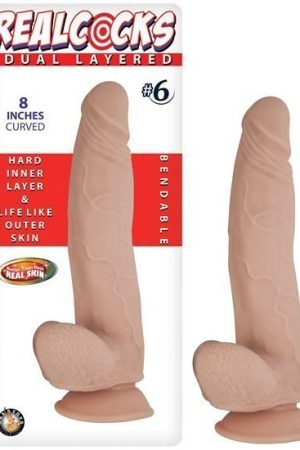 Real Cocks Dual Layered #6 Flesh Curved 8 "