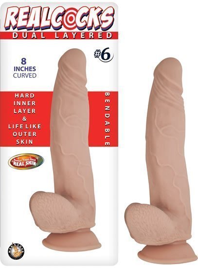 Real Cocks Dual Layered #6 Flesh Curved 8 "