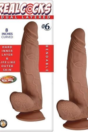 Real Cocks Dual Layered #6 Brown Curved 8 "