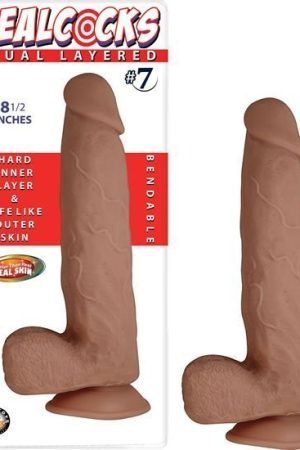 Real Cocks Dual Layered #7 Brown 8 1/2 "