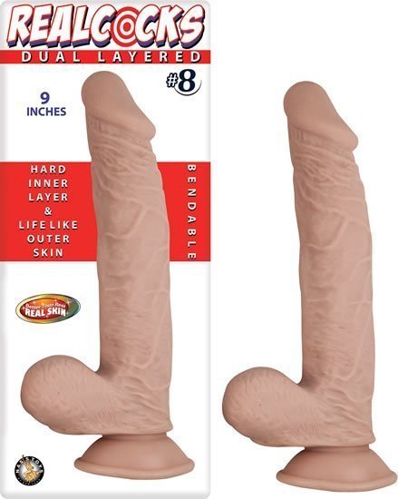 Real Cocks Dual Layered #8 Flesh 9 "