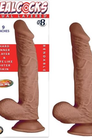 Real Cocks Dual Layered #8 Brown 9 "