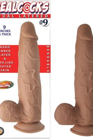 Real Cocks Dual Layered #9 Brown Thick 9 "