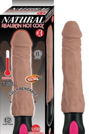 NATURAL REALSKIN HOT COCK #3 BROWN VIBRATING DILDO