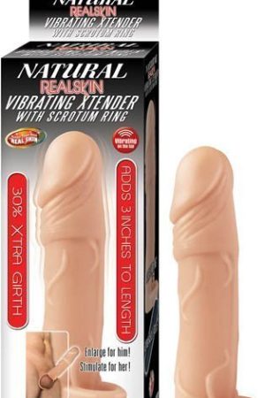 NATURAL REALSKIN VIBRATING XTENDER W/ SCROTUM RING FLESH