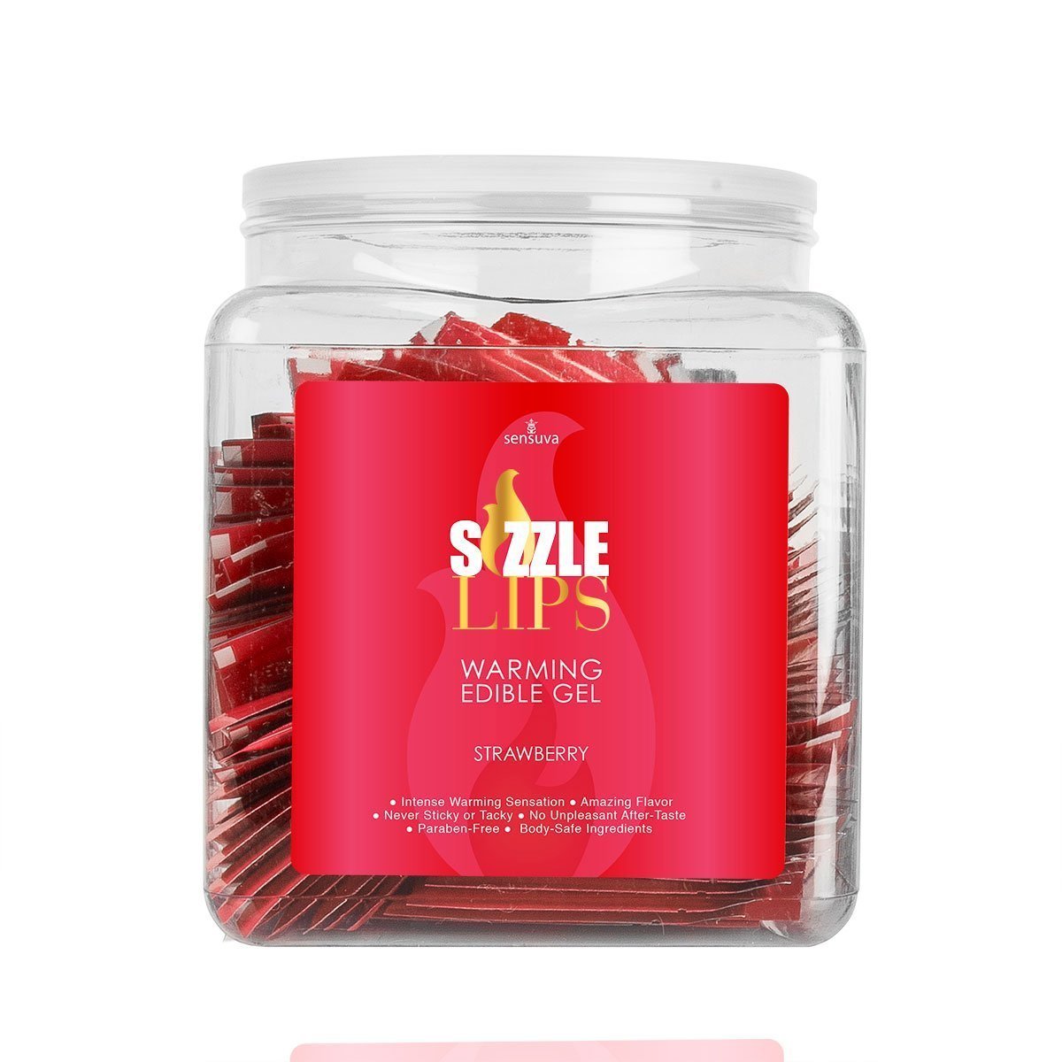 Sensuva Sizzle Lips Strawberry 100pc Tub Warming Gel