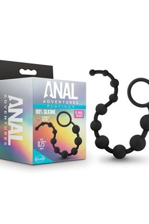 Blush Anal Adventures Platinum Silicone 10 Anal  Beads - Black