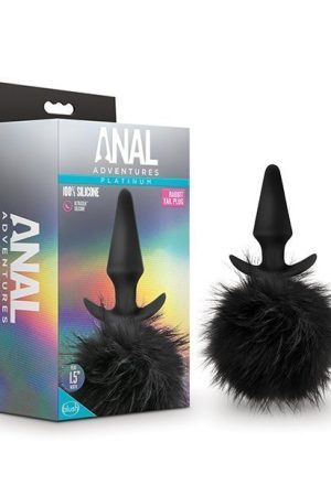 Blush Anal Adventures Platinum Rabbit Tail Plug - Black