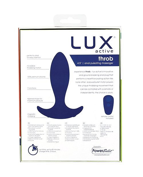 Lux Active Throb Anal Pulsating Massager W/remote - Dark Blue - Image 2