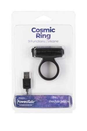 Power Bullet Cosmic Cock Ring W/ Bullet Black