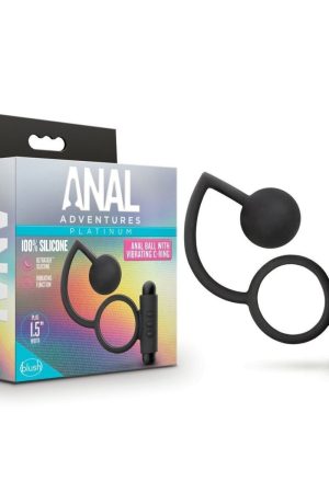 ANAL ADVENTURES PLATINUM SILICONE ANAL BALL W/ C RING BLACK