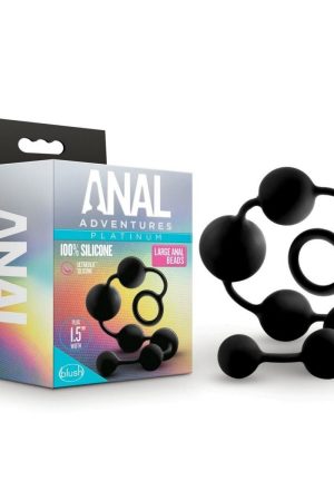 ANAL ADVENTURES PLATINUM BLACK SILICONE LARGE ANAL BEADS