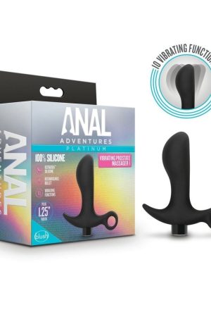 ANAL ADVENTURES PLATINUM SILICONE VIBRATING PROSTATE MASSAGER 1 BLACK