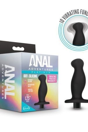 ANAL ADVENTURES PLATINUM SILICONE VIBRATING PROSTATE MASSAGER 02 BLACK