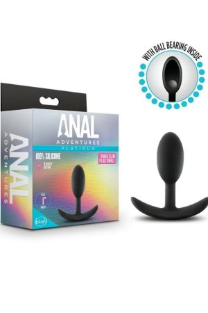 ANAL ADVENTURES PLATINUM SILICONE VIBRA SLIM PLUG SMALL BLACK