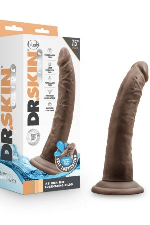 Dr. Skin Glide 7.5In Self Lubricating Dildo Chocolate