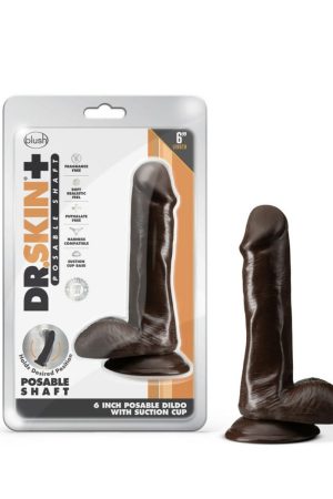 DR. SKIN PLUS 6IN POSEABLE DILDO CHOCOLATE