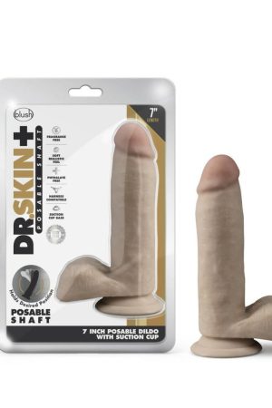 DR. SKIN PLUS 7IN POSEABLE GIRTHY DILDO VANILLA