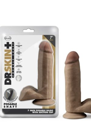 DR. SKIN PLUS 7IN POSEABLE GIRTHY DILDO MOCHA