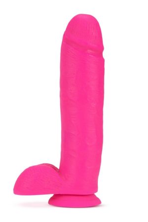 NEO ELITE 10IN DUAL DENSITY COCK W/ BALLS NEON PINK