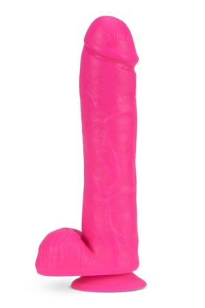 NEO ELITE 11IN DUAL DENSITY COCK W/ BALLS NEON PINK