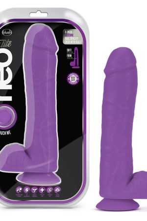 NEO ELITE 11IN DUAL DENSITY COCK W/ BALLS NEON PURPLE