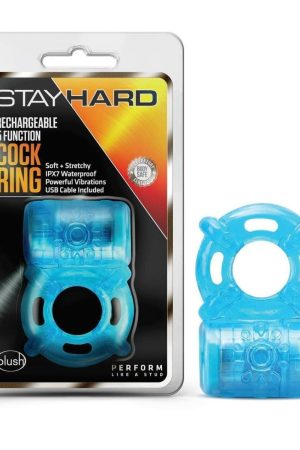 STAY HARD RECHARGEABLE 5 FUNCTION COCK RING BLUE