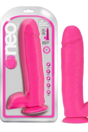 Neo 11In Dual Density Dildo Neon Pink