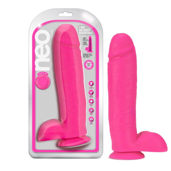 Neo 11In Dual Density Dildo Neon Pink