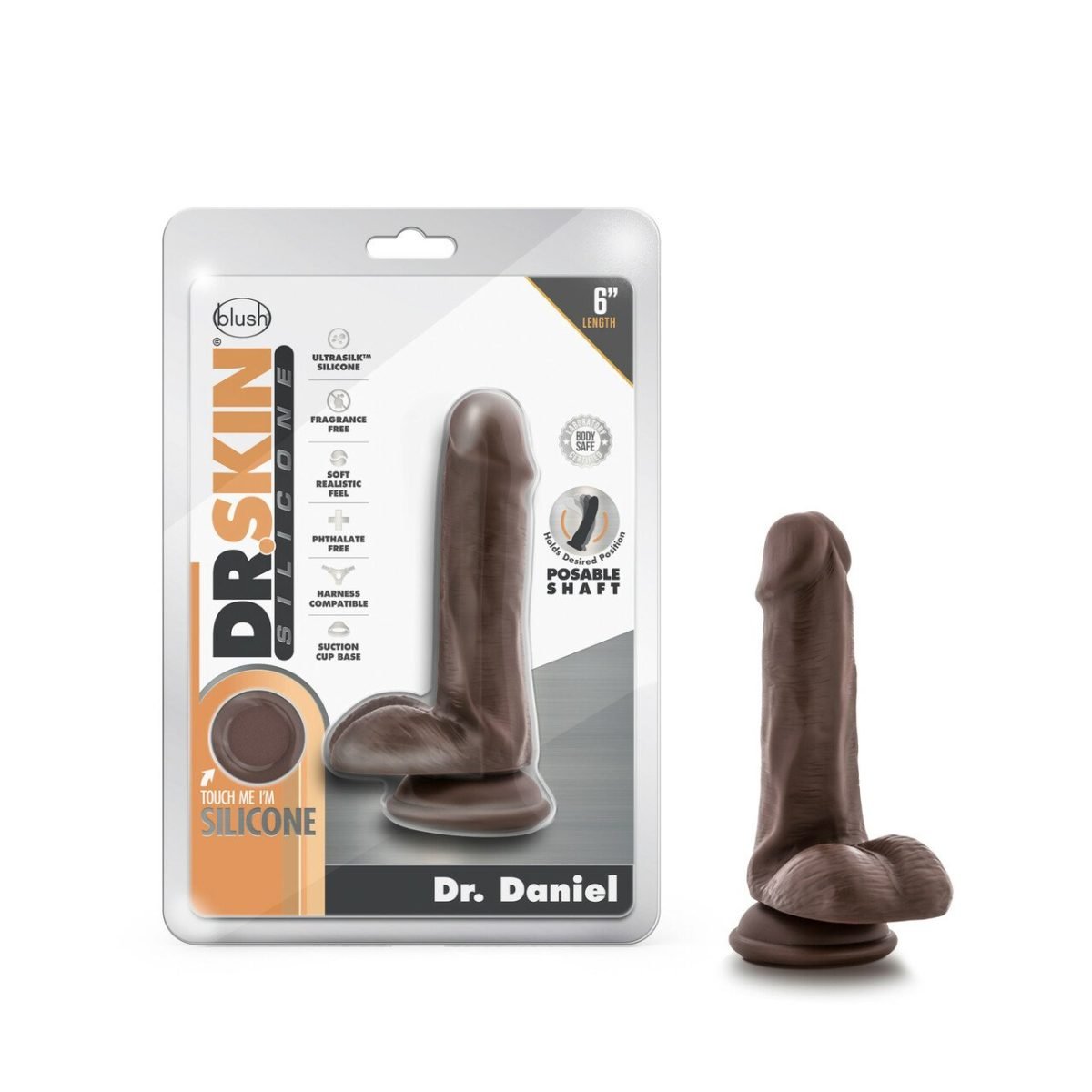 Dr Skin Silicone Dr Daniel 6In Dildo Chocolate