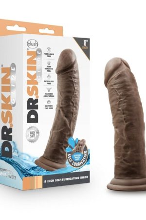 Dr. Skin Glide 8In Self Lubricating Dildo Chocolate