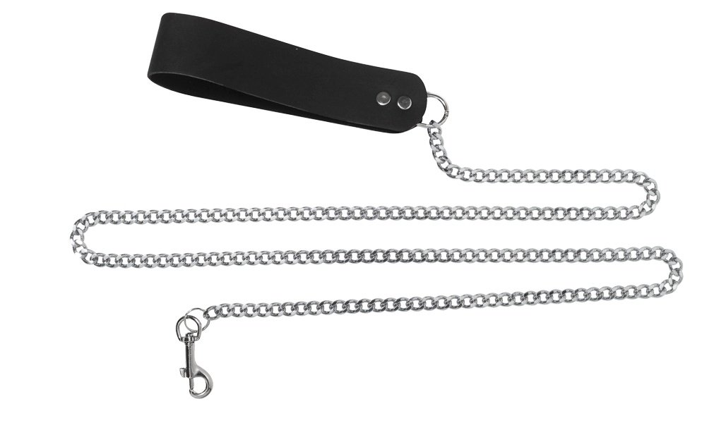 4Ft Chain Leash W/ Leather Handle