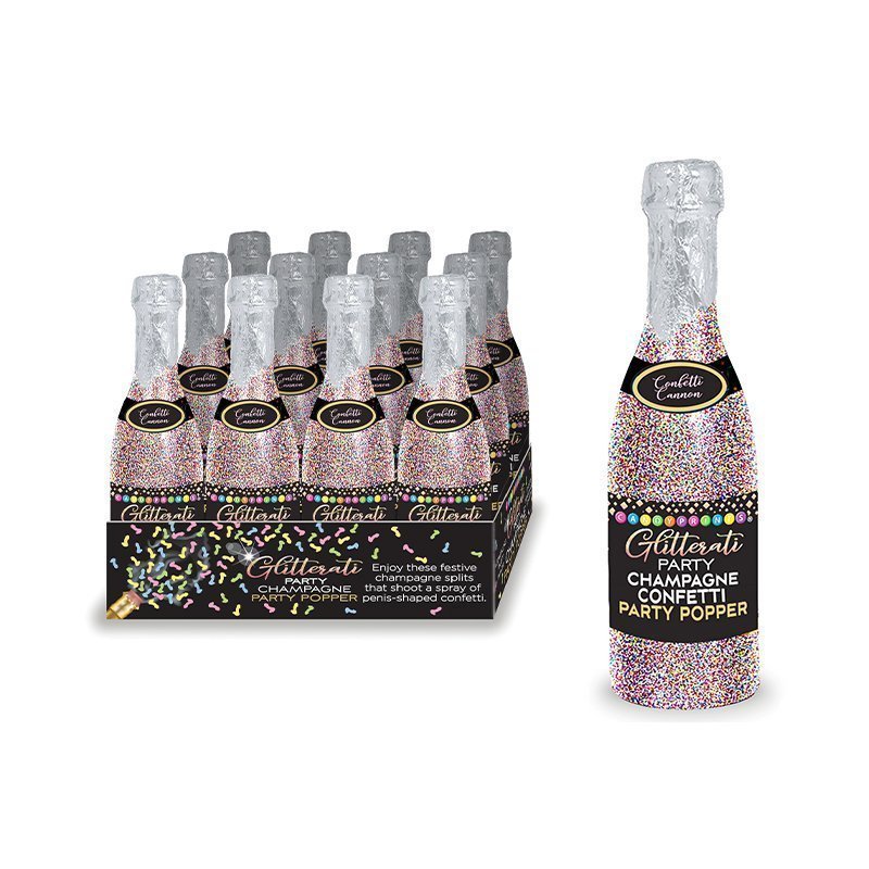 Glitterati Champagne Confetti Poppers 12Pc Display