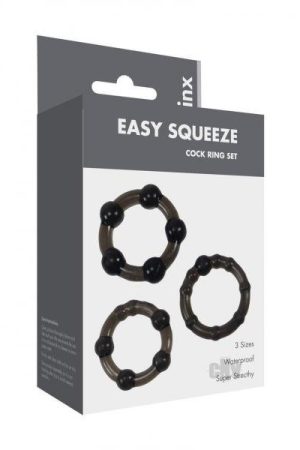 Linx Easy Squeeze Cock Ring Set Black Os