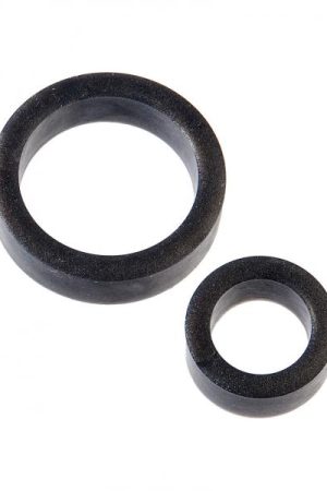 Platinum Silicone The C Rings Cock Ring Two Pack Black