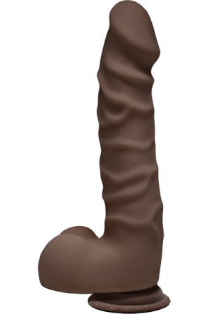 The D Ragin D 7.5 inches Dildo with Balls Chocolate Brown