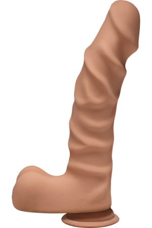 The D Ragin D 9 inches Dildo with Balls Caramel Tan