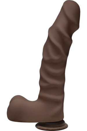 The D Ragin D 9 inches Dildo with Balls Chocolate Brown