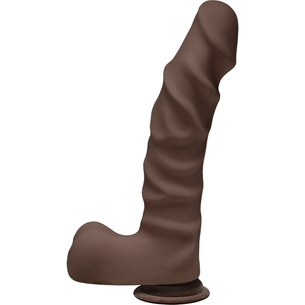 The D Ragin D 9 inches Dildo with Balls Chocolate Brown