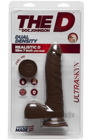 The Realistic D Slim W/balls 7 Chocolat