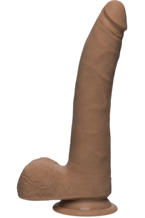 The D Realistic D 9 inches Slim Dildo with Balls Tan