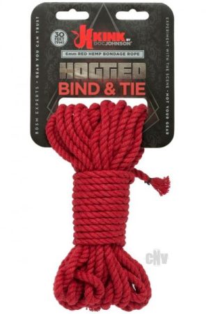 Kink Hogtied Bind & Tie Hemp Bondage Rope 30ft Red