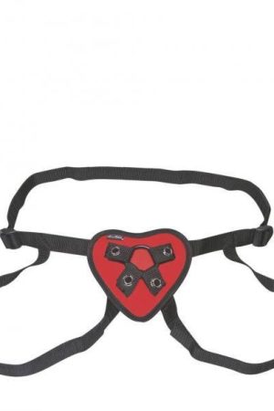 Lux Fetish Red Heart Strap On Harness O/S