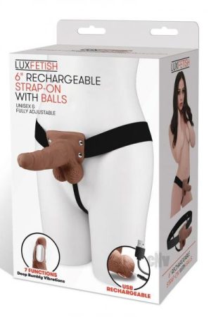 Lux F Recharge Strap On W/balls 6 Brown